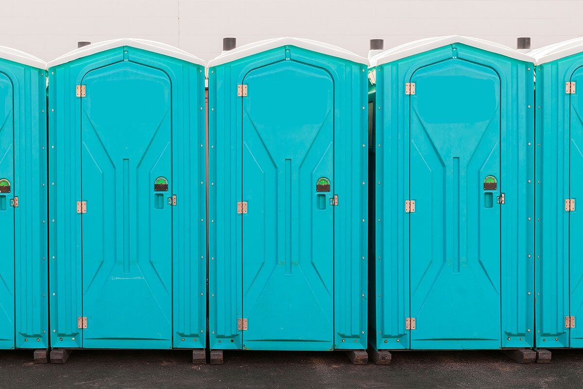 Industrial portable restroom units at a plant in Charleston, South Carolina