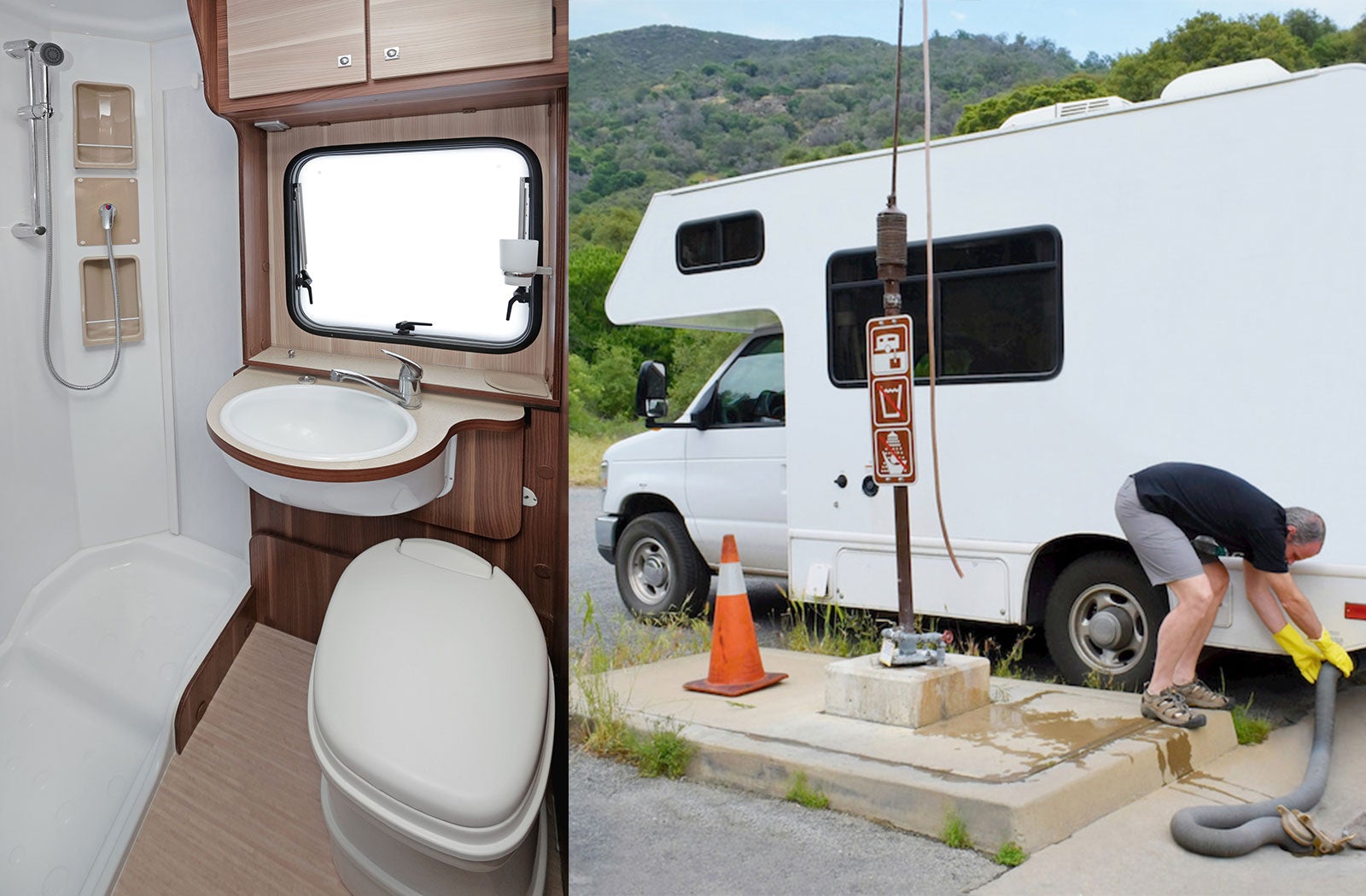 Portable RV/camper toilet and holding tank setup in Charleston, South Carolina