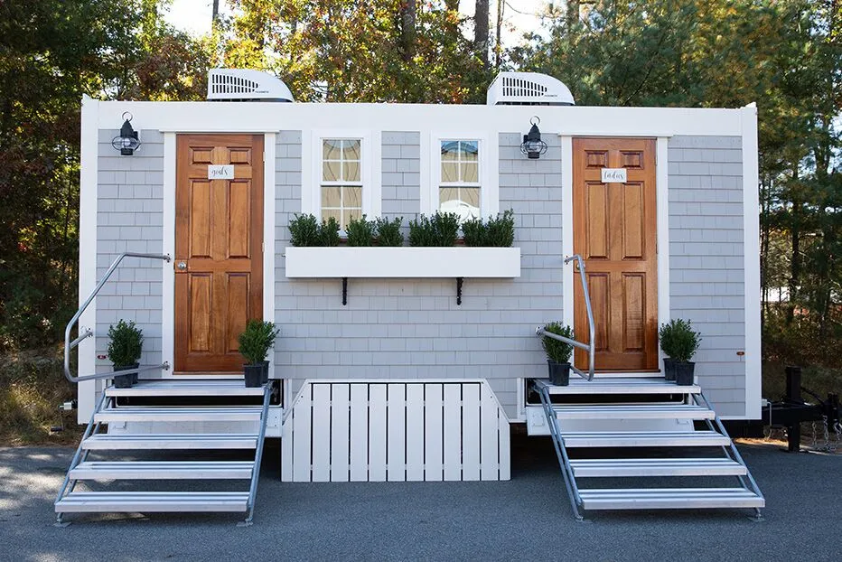 Wedding restroom units discretely staged at a venue in Charleston, South Carolina